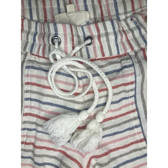 Jolt Small Orange Blue Striped Linen Shorts Beach Vacation Drawstring Boho - Picture 3 of 7